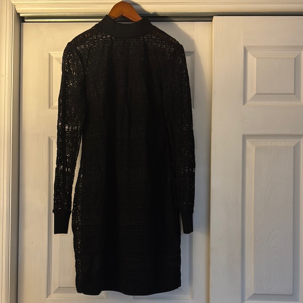 Guess Elegant Black Lace Long Sleeve Dress
